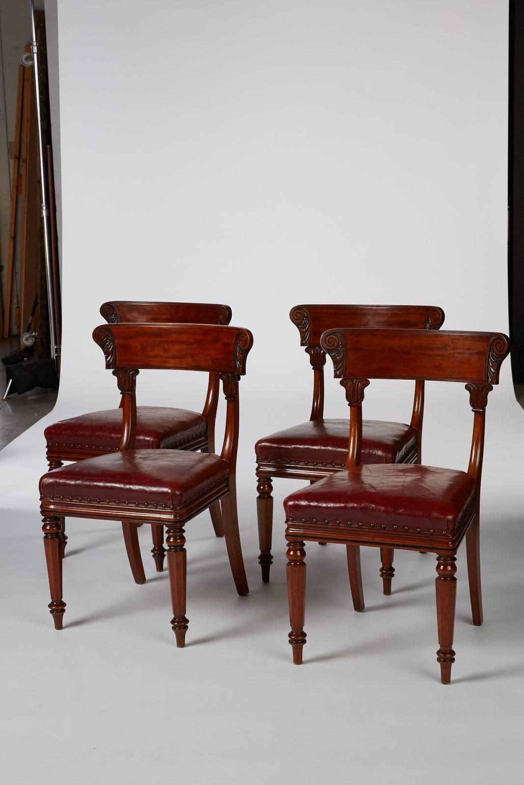 English Set of 12 Late Regency Mahogany Side Chairs For Sale