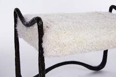 Hammered Bronze Bench with Upholstered Seat