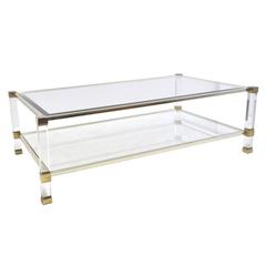 Pierre Vandel Chrome, Lucite and Glass Coffee Table