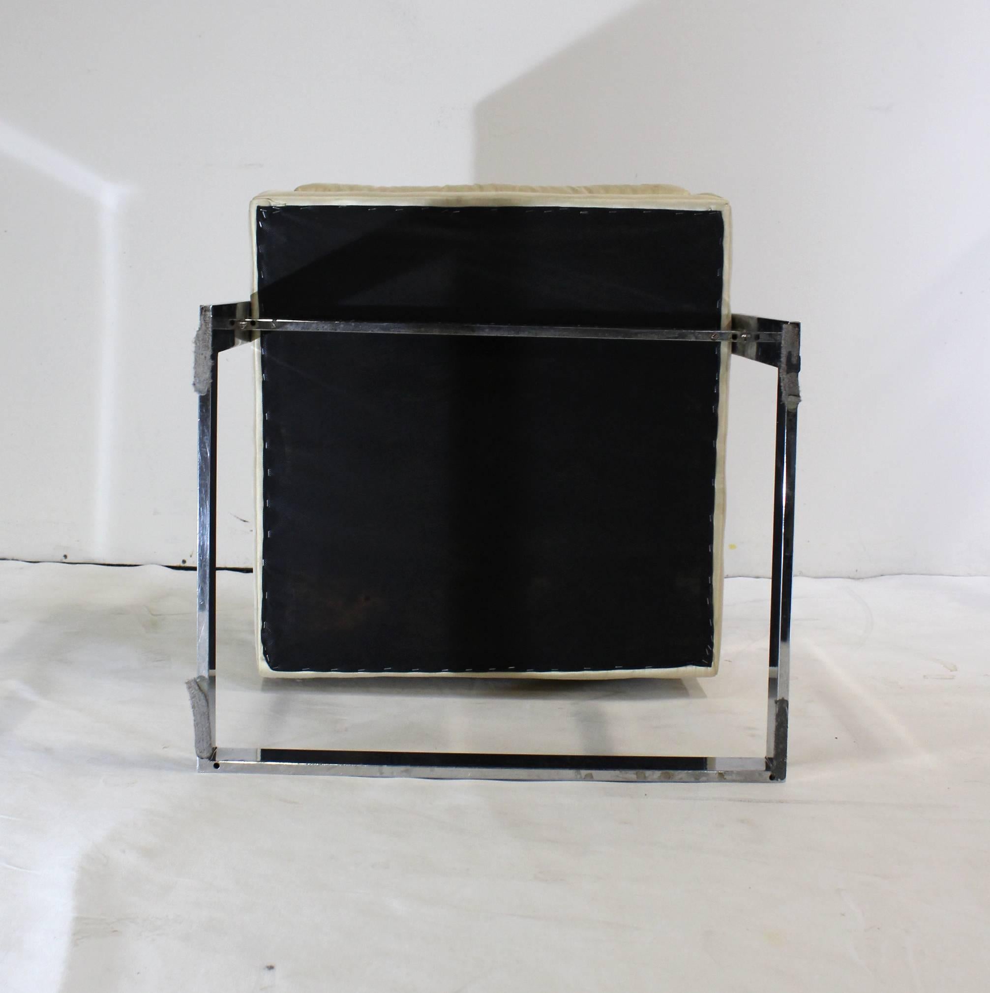 Silk Milo Baughman Attributed Cube Chair For Sale