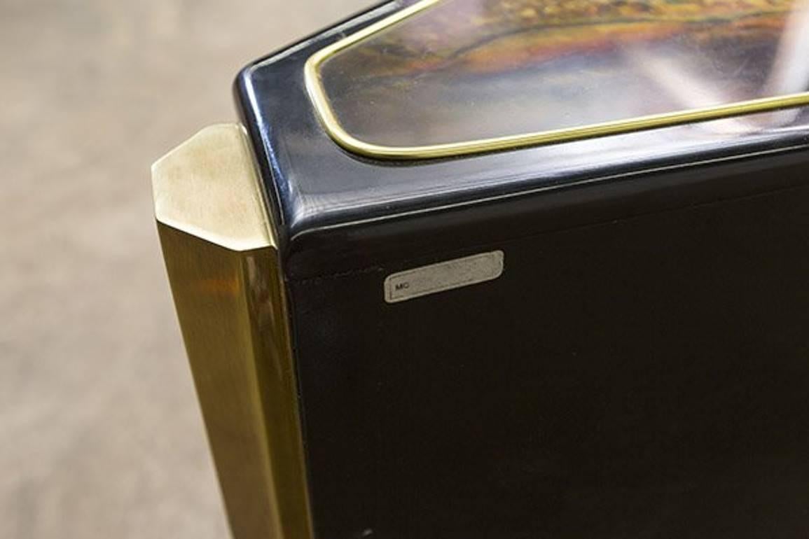 Bernhard Rohne for Mastercraft Etched Brass Demilune Console Cabinet 1