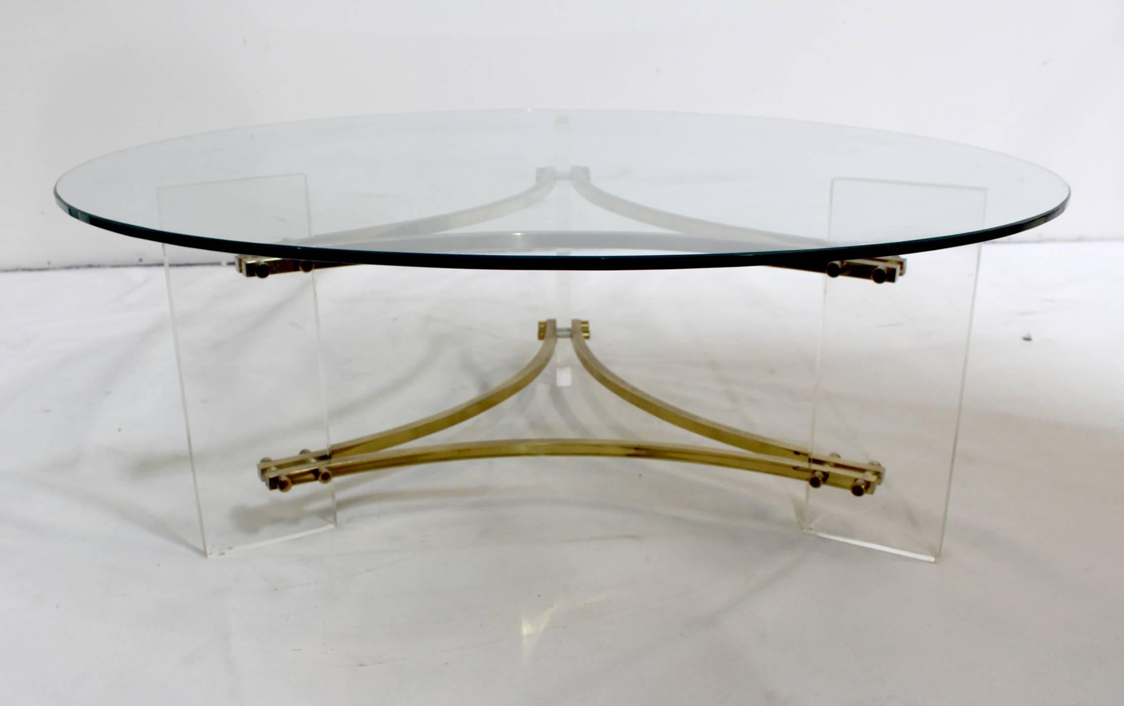 Mid-Century Modern Mid-Century Brushed Brass and Acrylic Coffee Table by Charles Hollis Jones