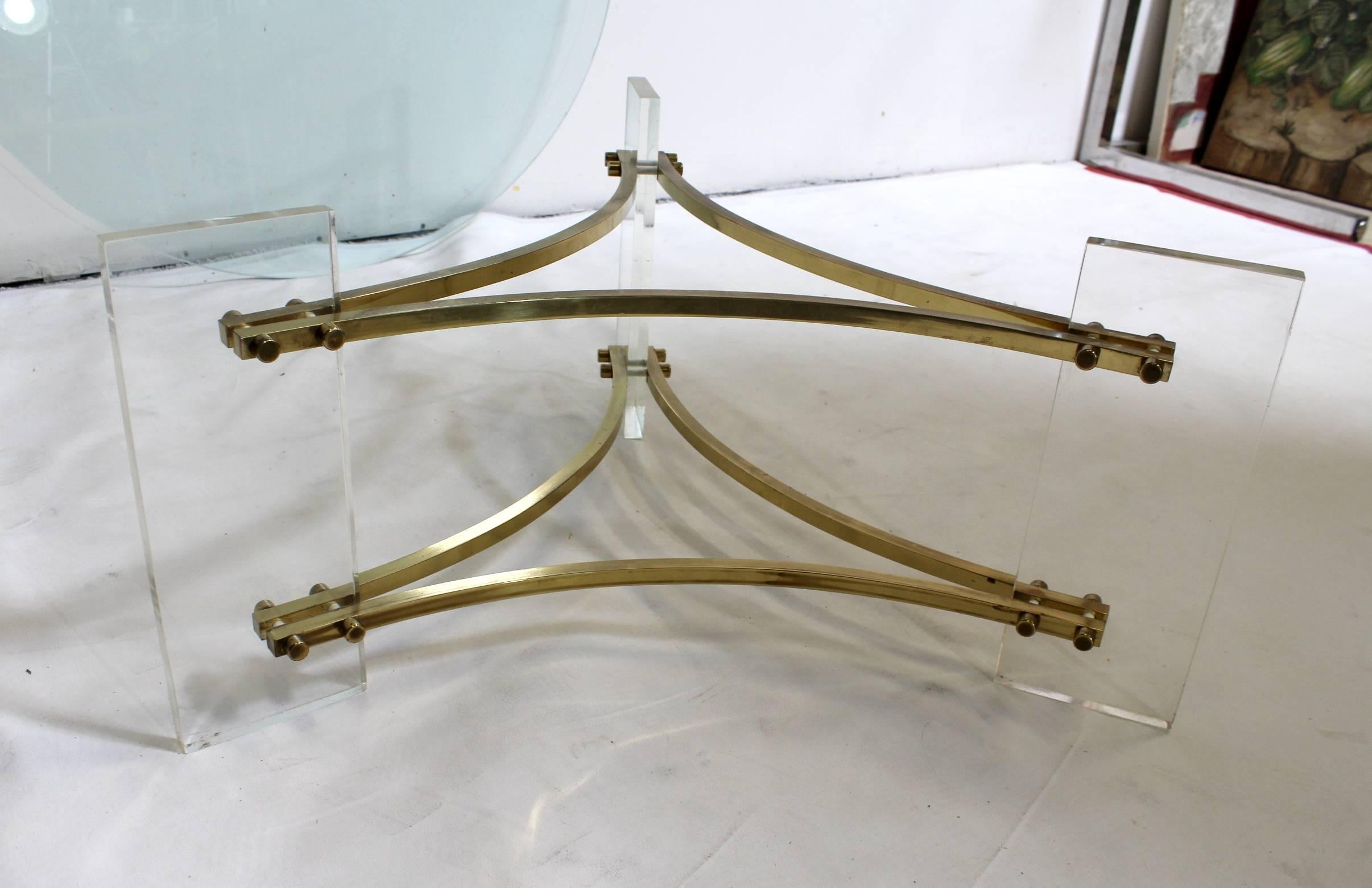 Late 20th Century Mid-Century Brushed Brass and Acrylic Coffee Table by Charles Hollis Jones