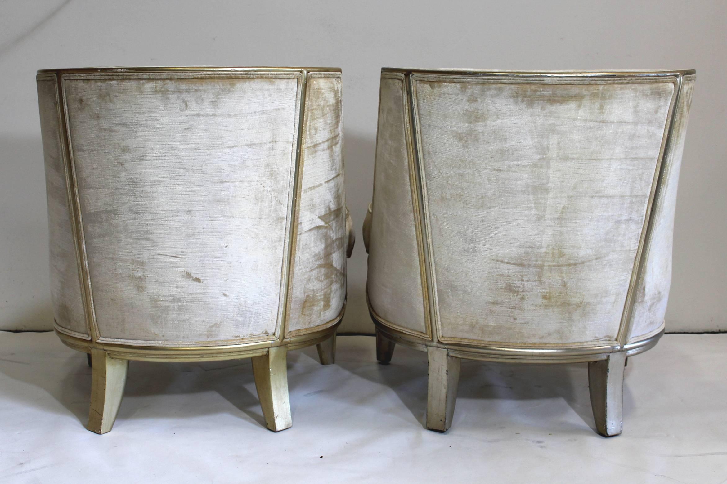 American Pair of Gilded Lounge Chairs, 1920s