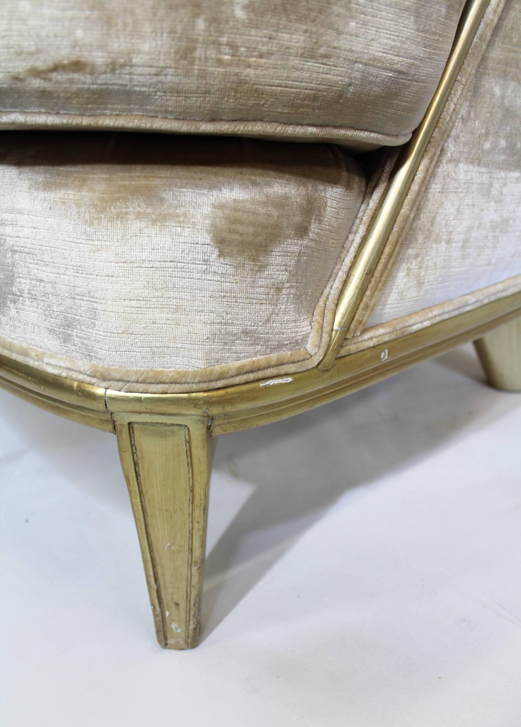 20th Century Pair of Gilded Lounge Chairs, 1920s