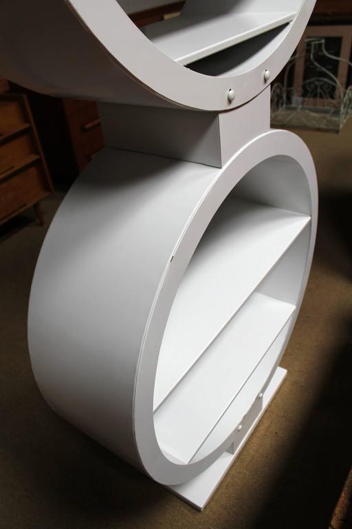 White Sculptural MidCentury Modern Industrial DoubleCircle Display