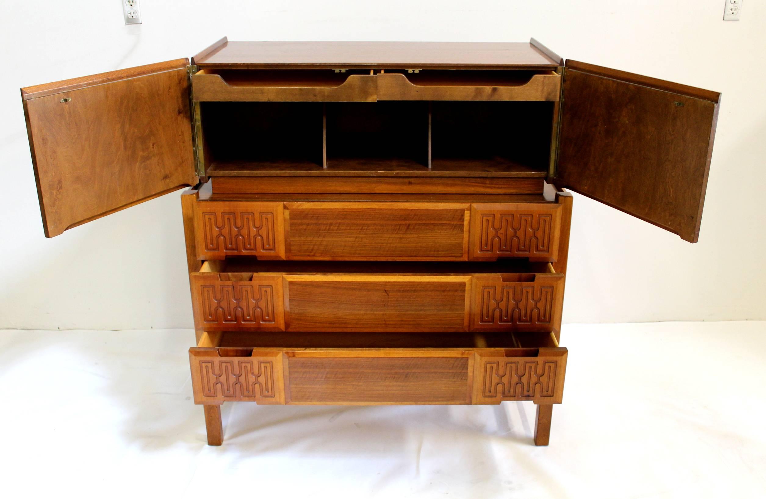 Mid-Century Modern Scandinavian Mid Century Modern Two-Piece Cabinet Chest Dresser Edmond J. Spence For Sale
