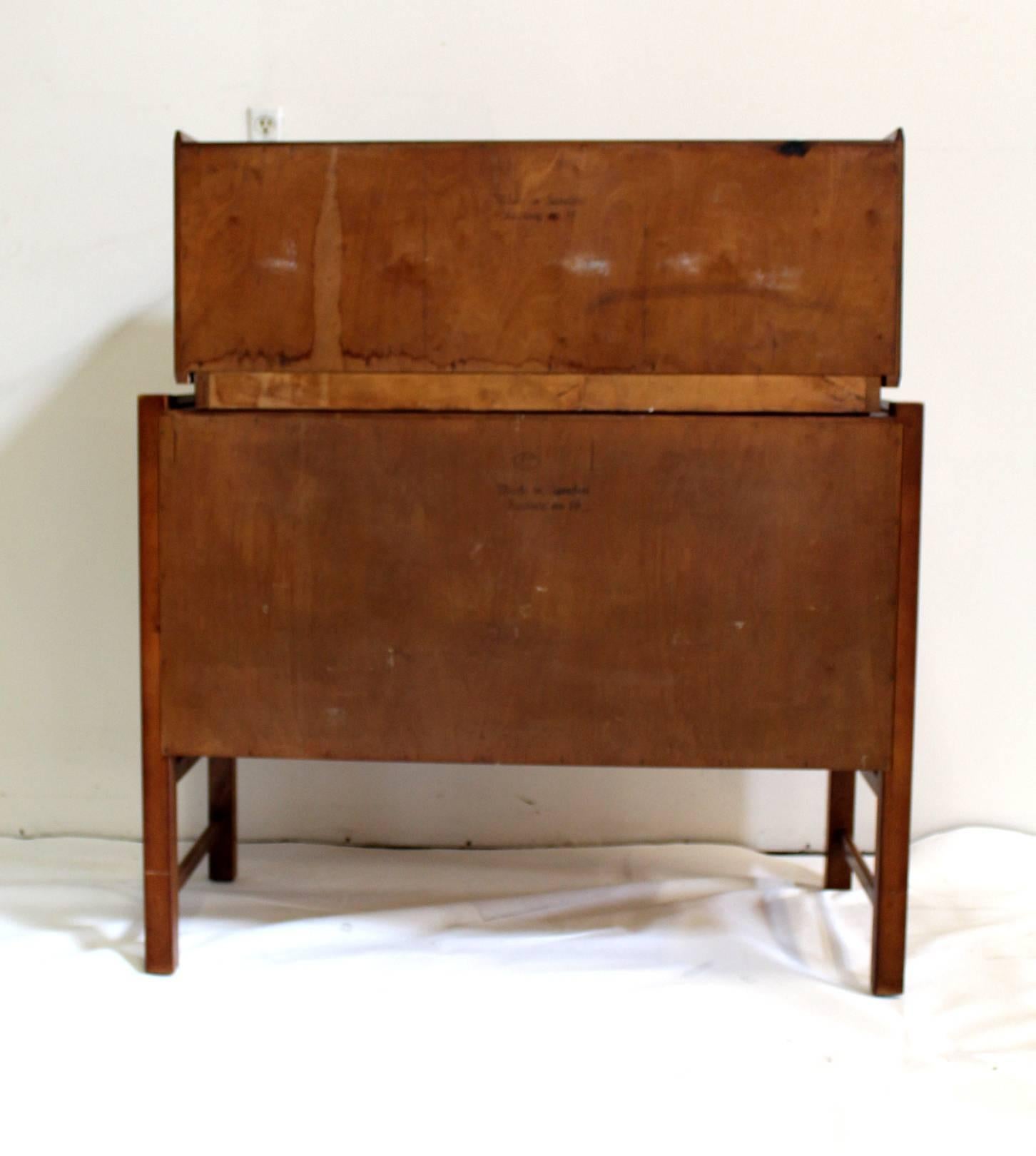 20th Century Scandinavian Mid Century Modern Two-Piece Cabinet Chest Dresser Edmond J. Spence For Sale