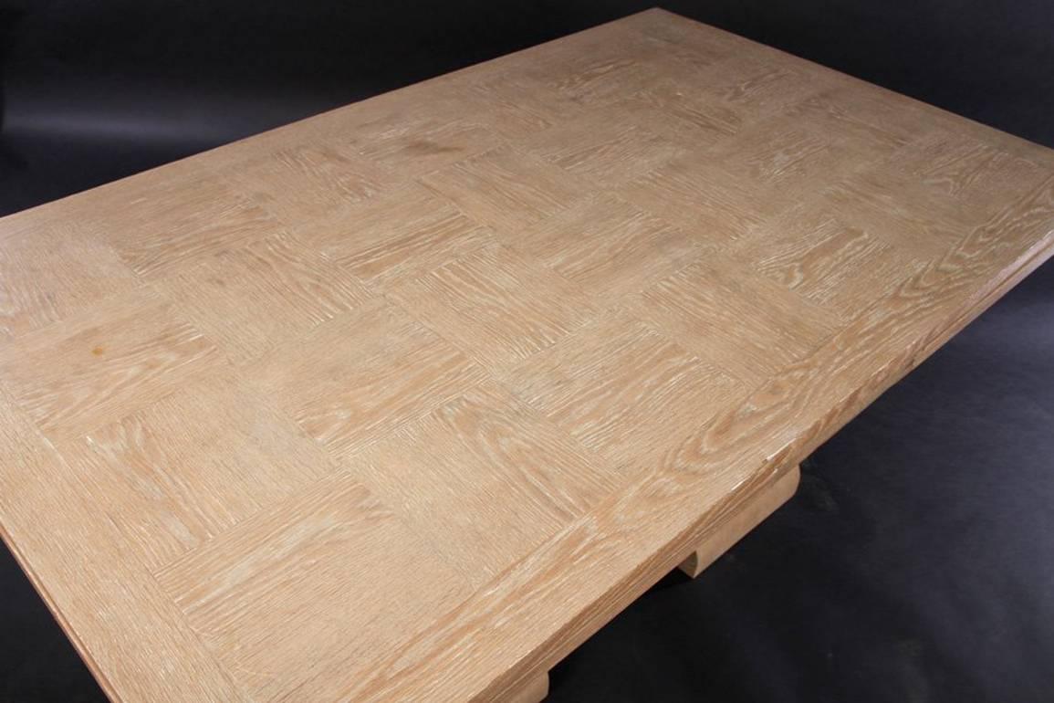 Frank Lloyd Wright Style Art Deco Cerused Oak Dining Table In Good Condition For Sale In Dallas, TX