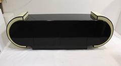 Pierre Cardin Style Black Modern Four-Door Buffet Credenza Dresser Console