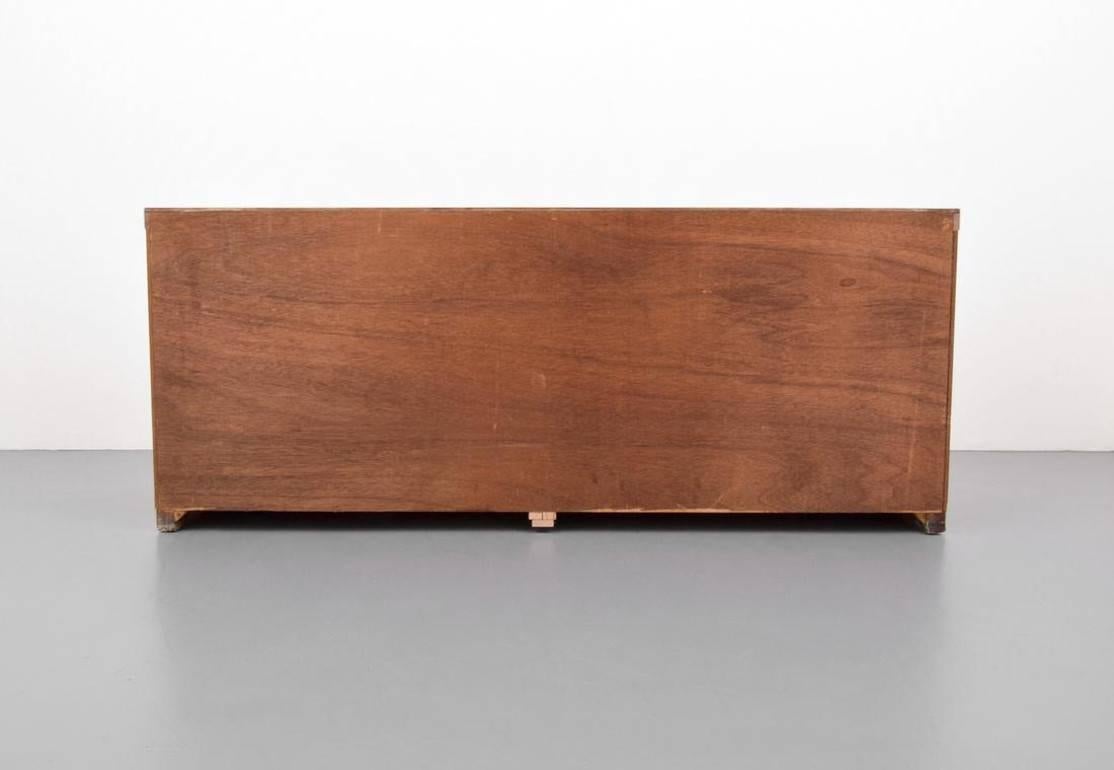 20th Century Pierre Cardin Burl Wood and Chrome and Brass Credenza, Signed For Sale