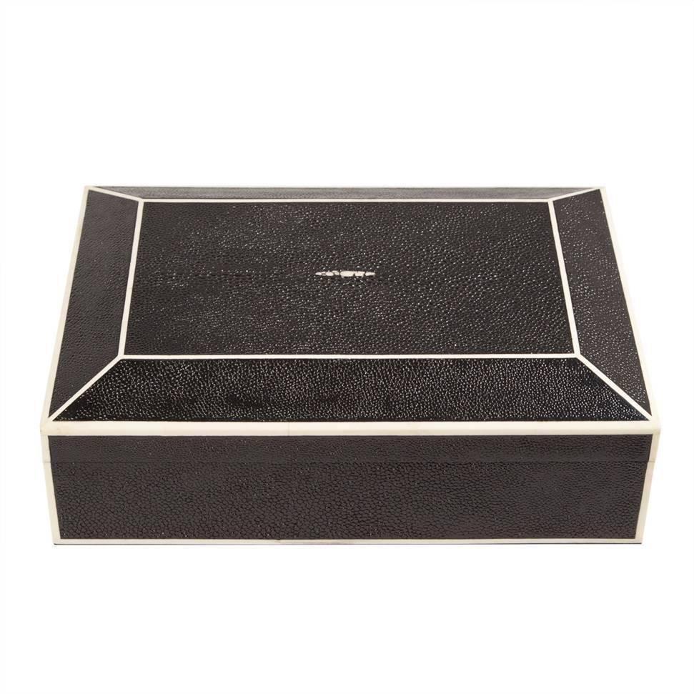 Black Shagreen box with bone inlay
