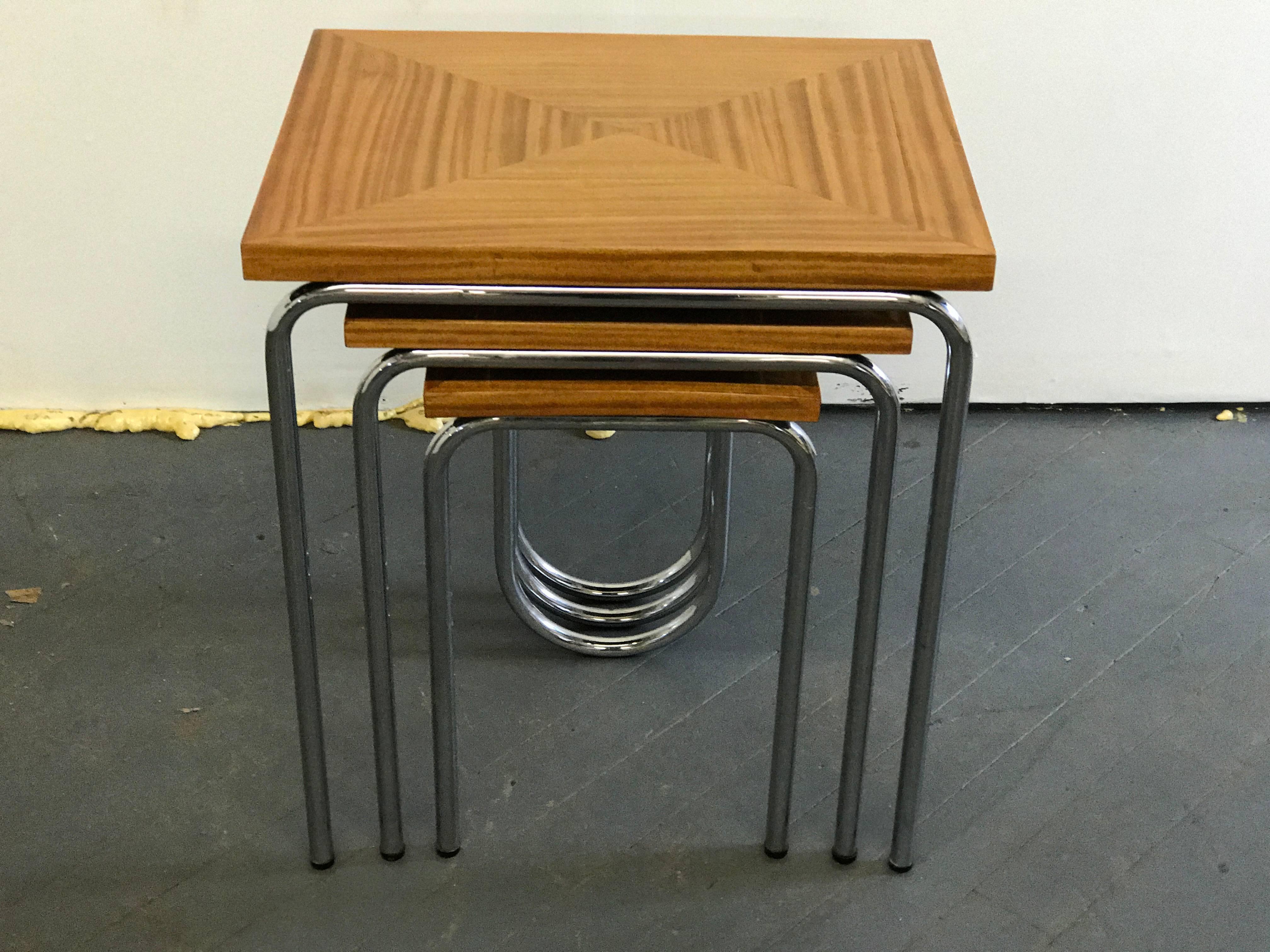 Wood French Art Deco Nest of Tables For Sale