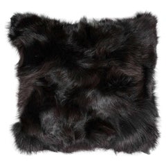 Natural Black Fox Fur Pillow