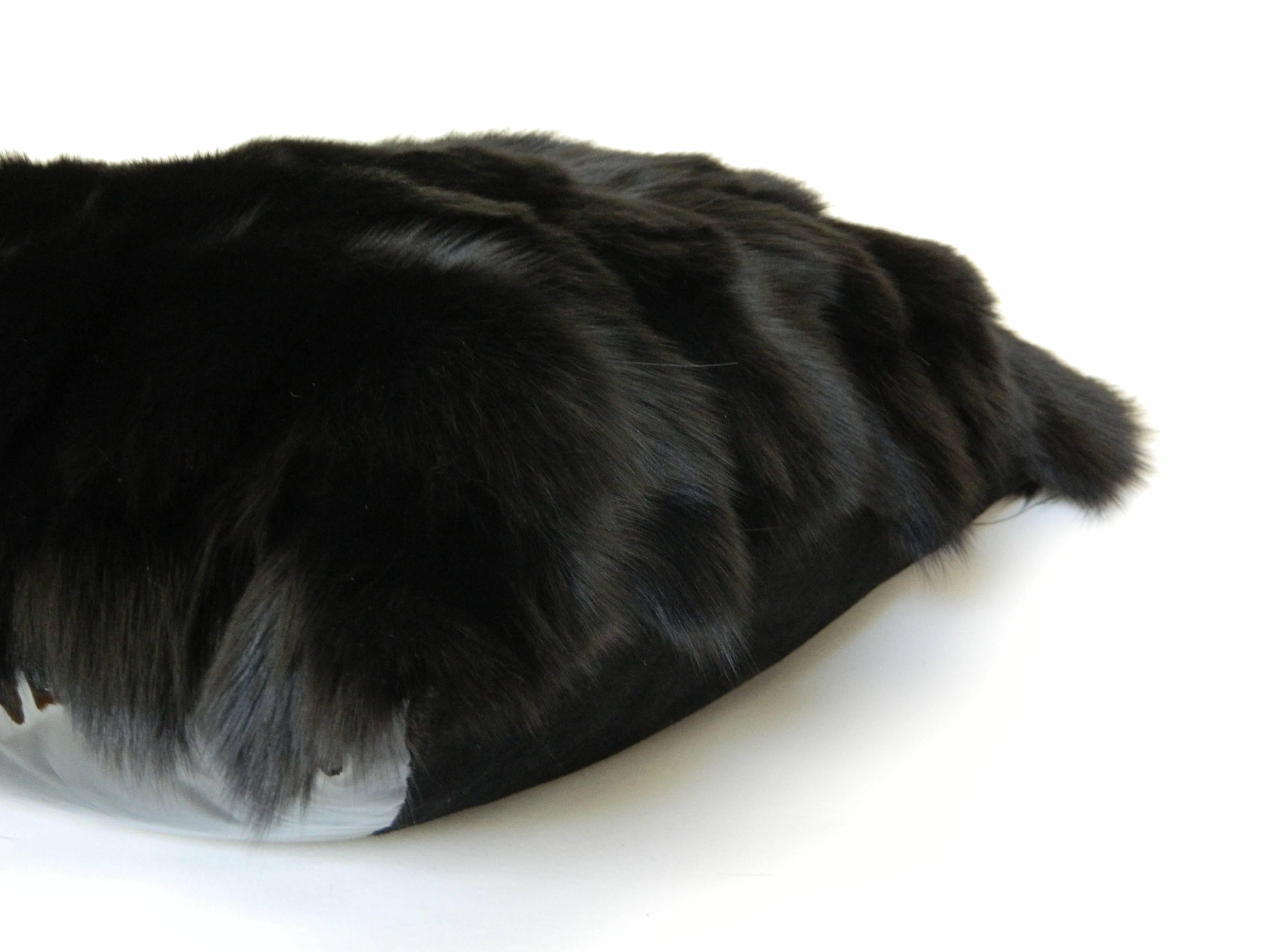 Modern Natural Black Fox Fur Pillow  For Sale