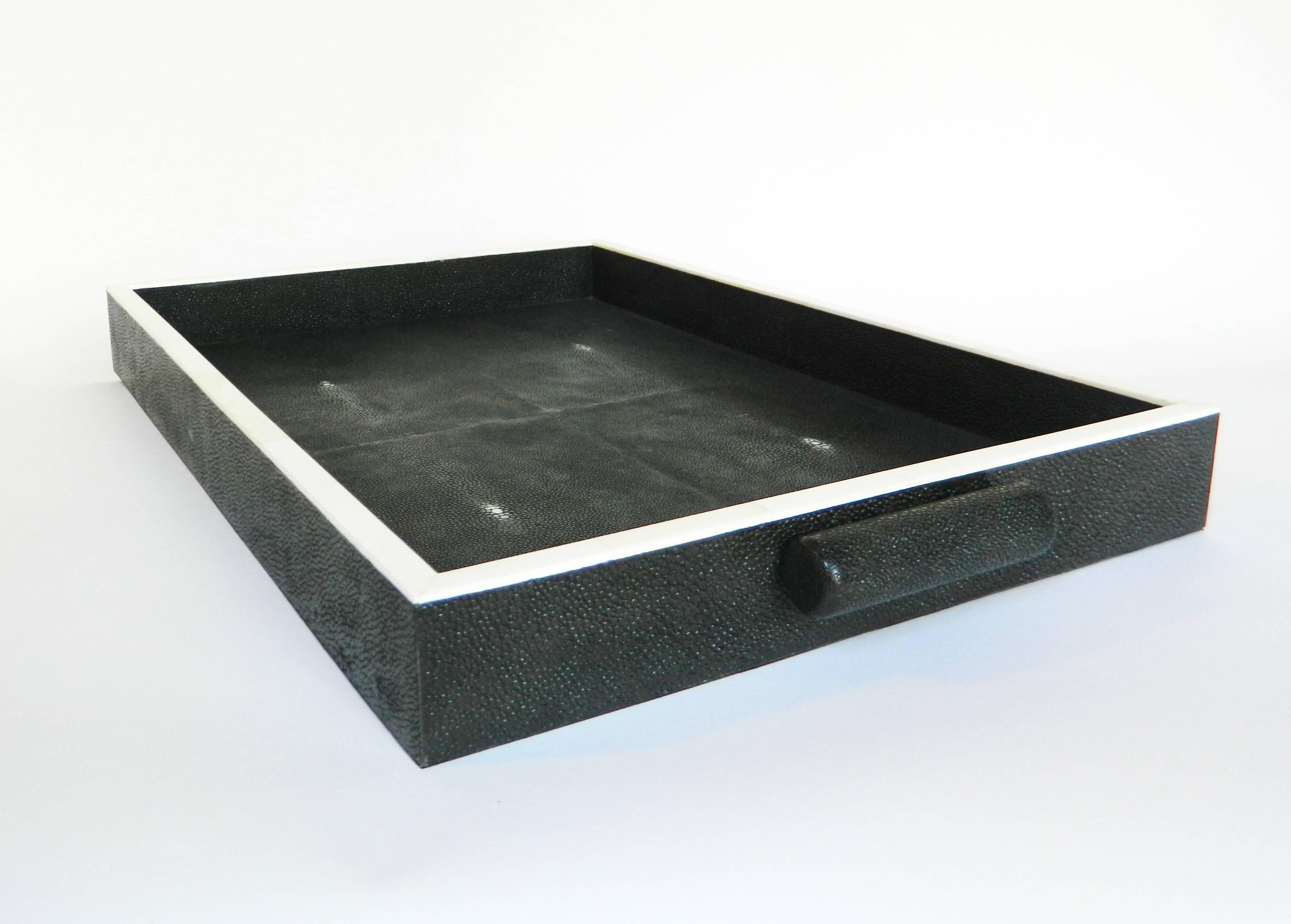 Modern Genuine Shagreen and Bone Inlay Tray For Sale