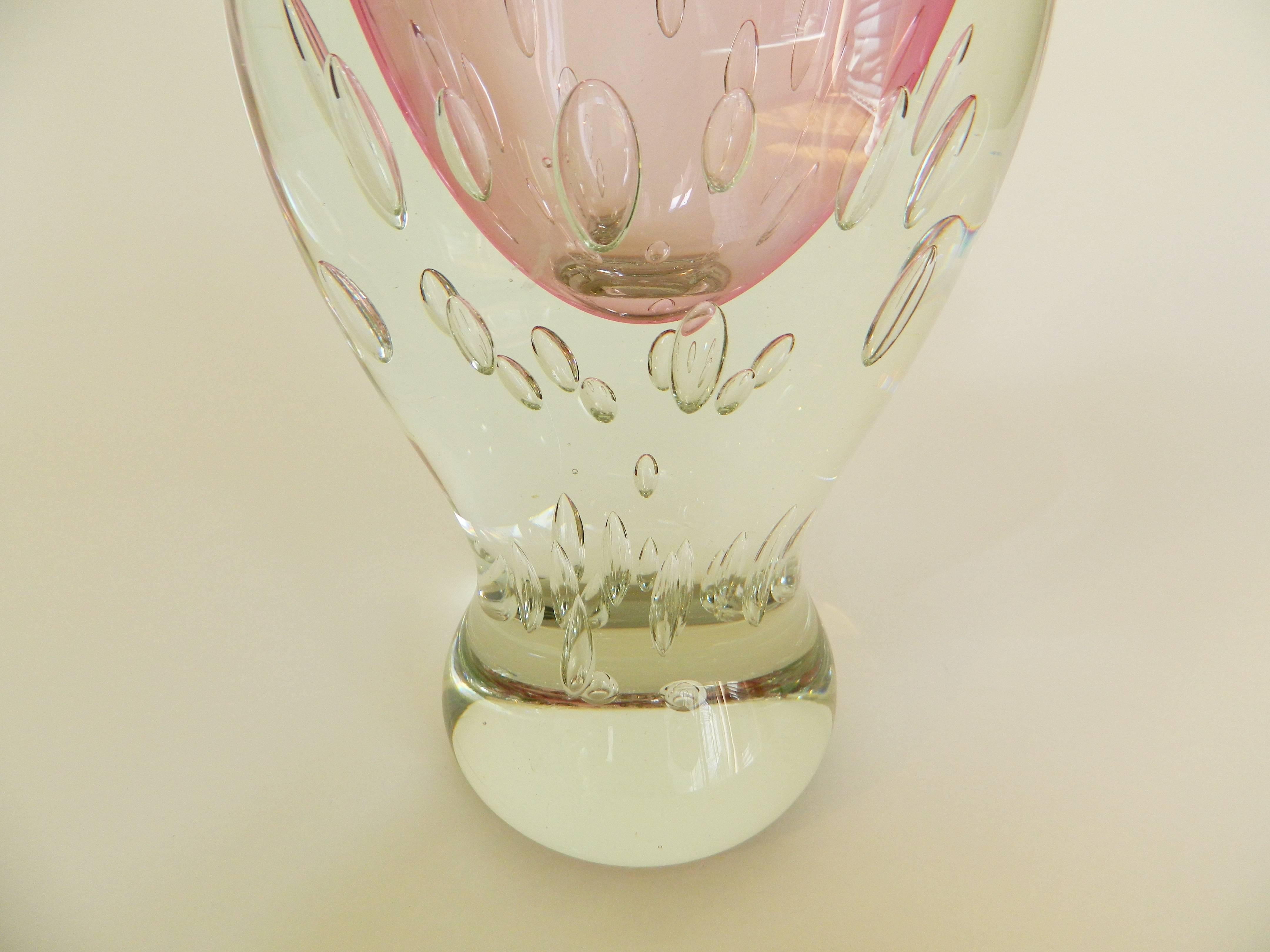 Late 20th Century 20th Century Italian Murano Pink Glass Vase For Sale