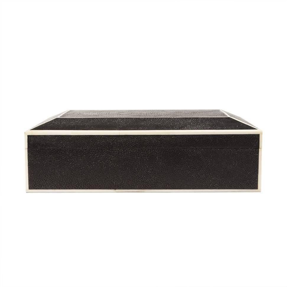 Modern Genuine Shagreen Box with Bone Inlay For Sale