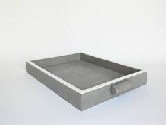 Genuine Grey Shagreen Tray With Bone Inlay