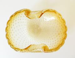 Modern Golden Italian Murano Art Glass Bowl