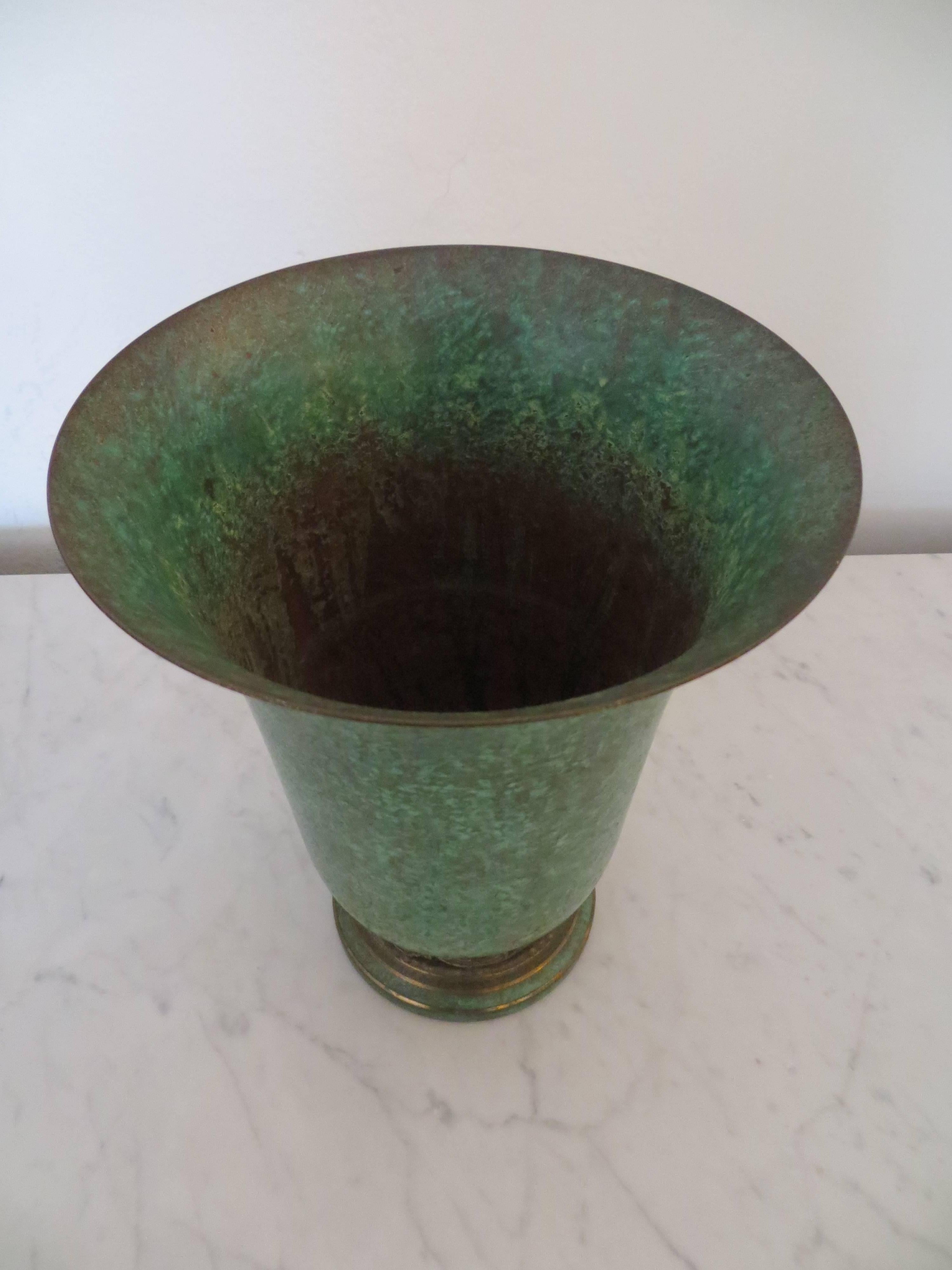 20th Century Vintage Art Deco Bronze Vase by Carl Sorensen For Sale