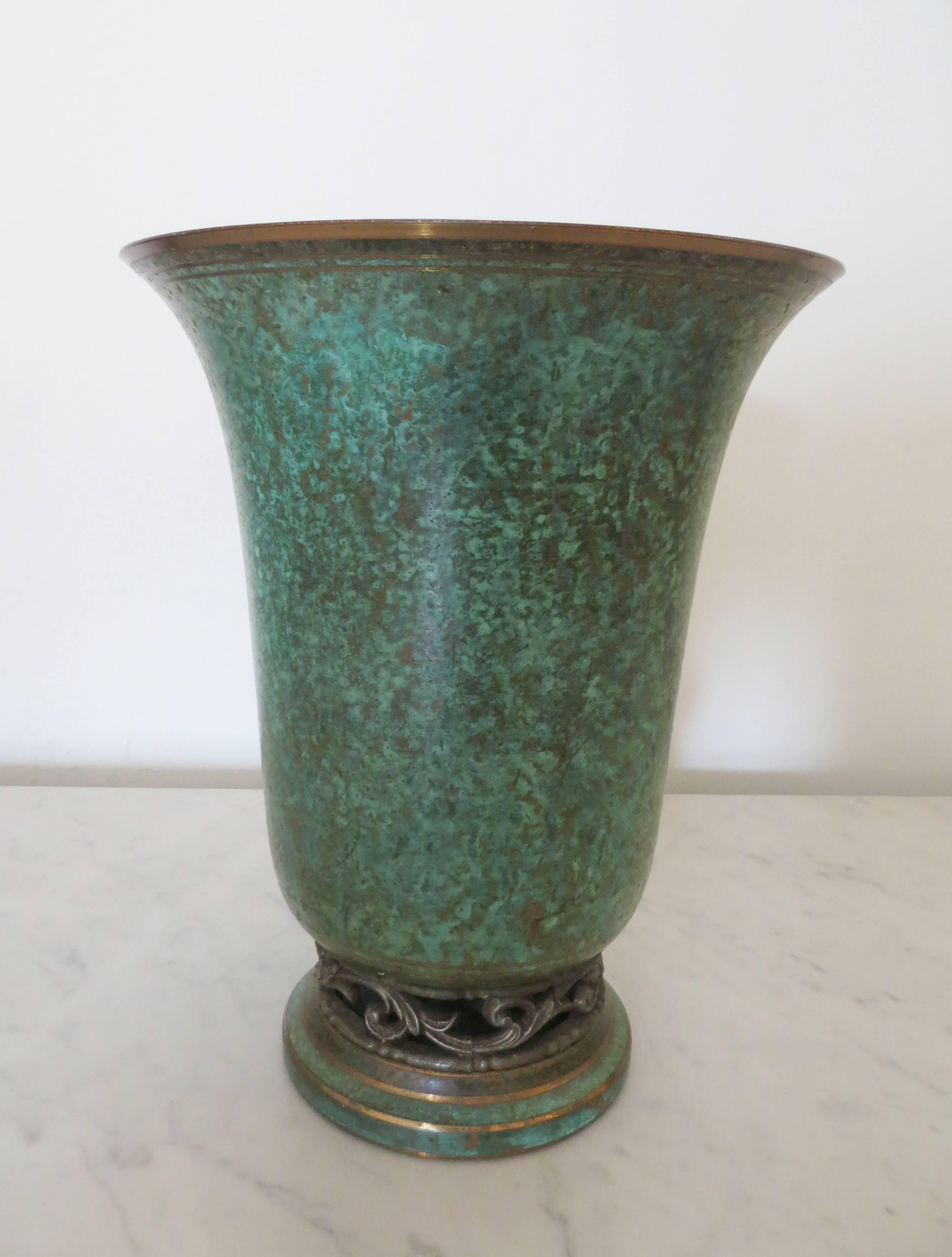 Vintage Art Deco Bronze Vase by Carl Sorensen For Sale 1