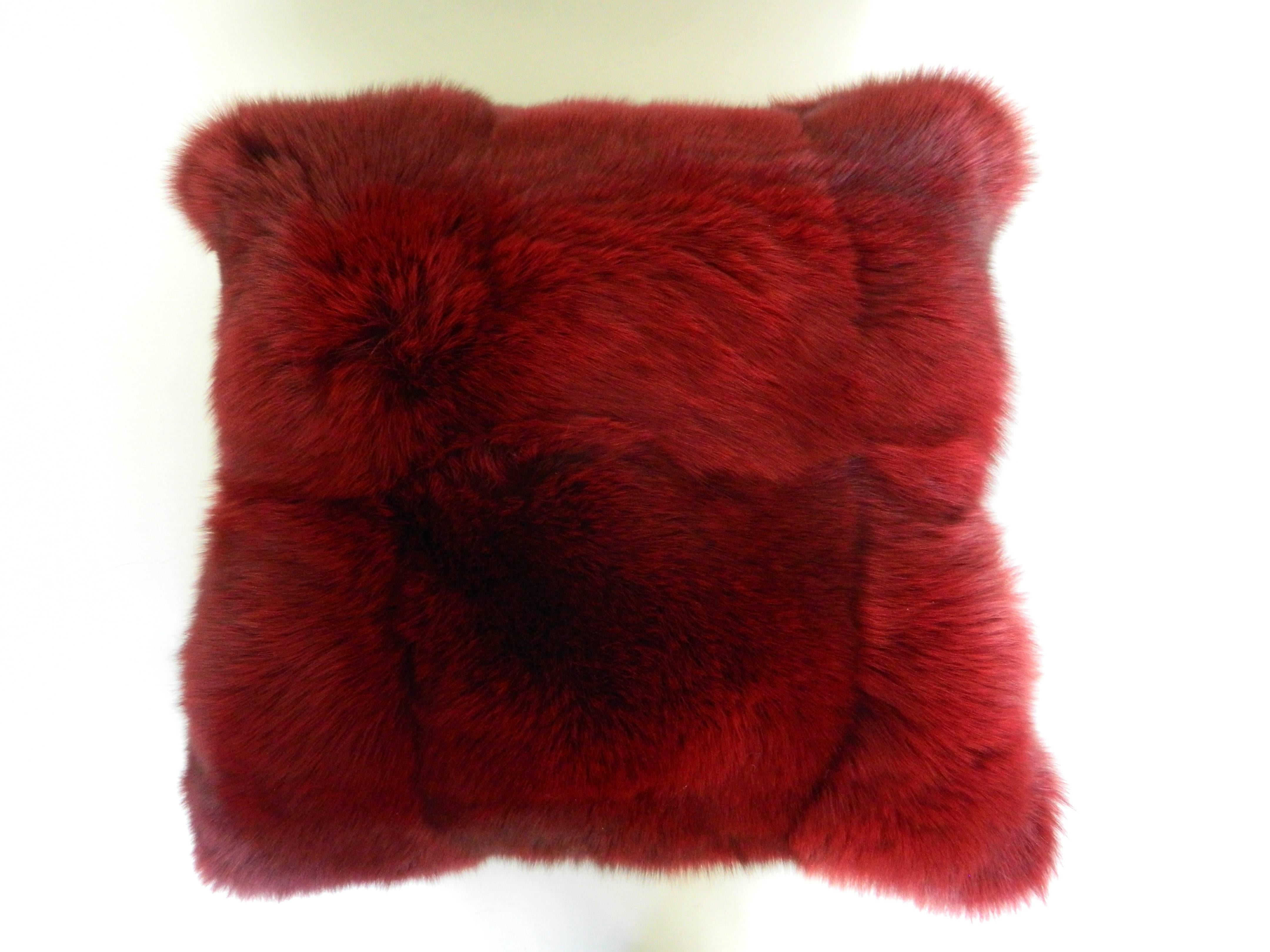 Pair of  burgundy fox pillows with black Italian cashmere
Custom pillows and throws available

  