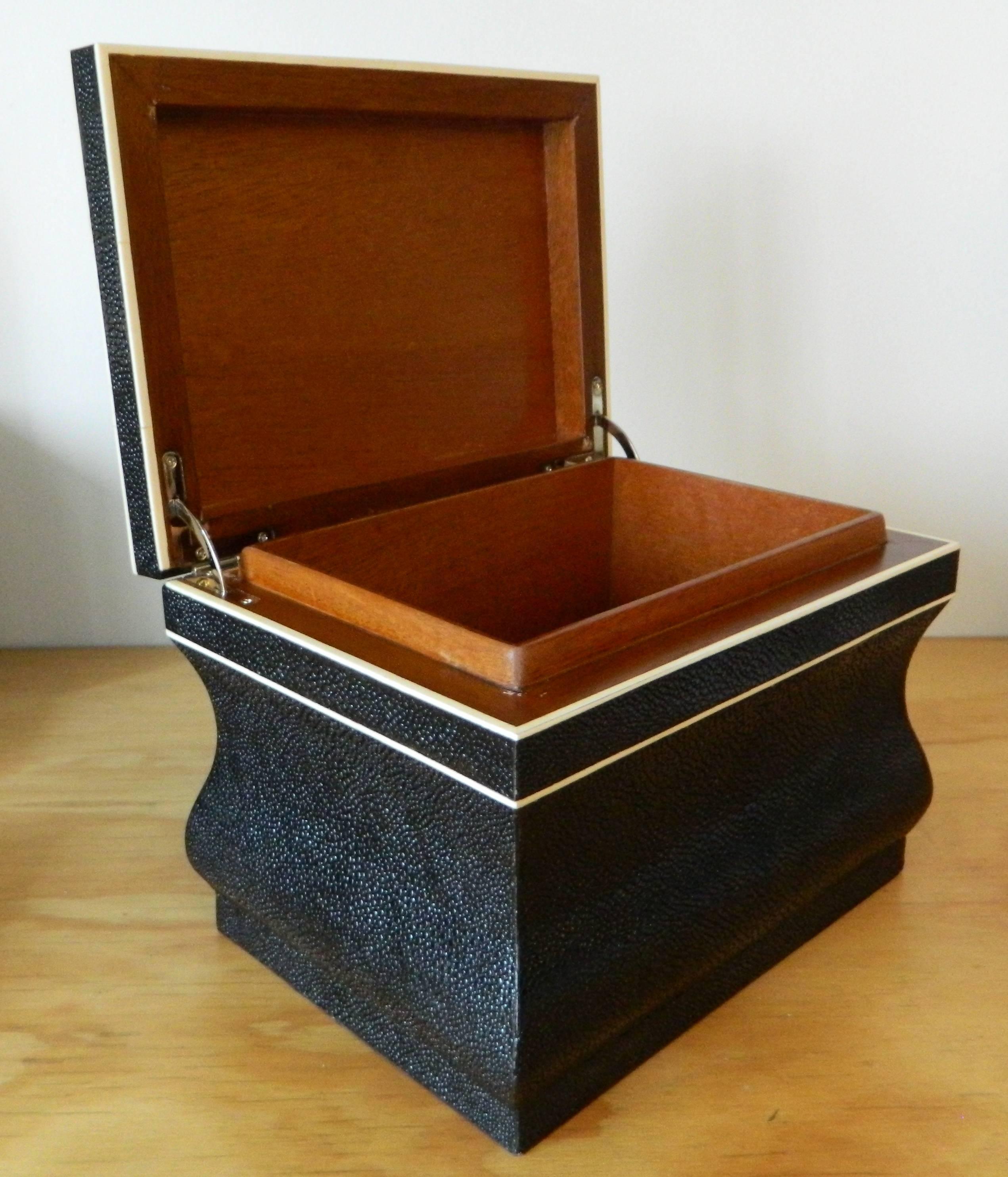 American Natural Shagreen Box Karl Springer Style For Sale