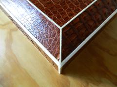 Beautiful Large Brown Crocodile Box with Bone Inlay