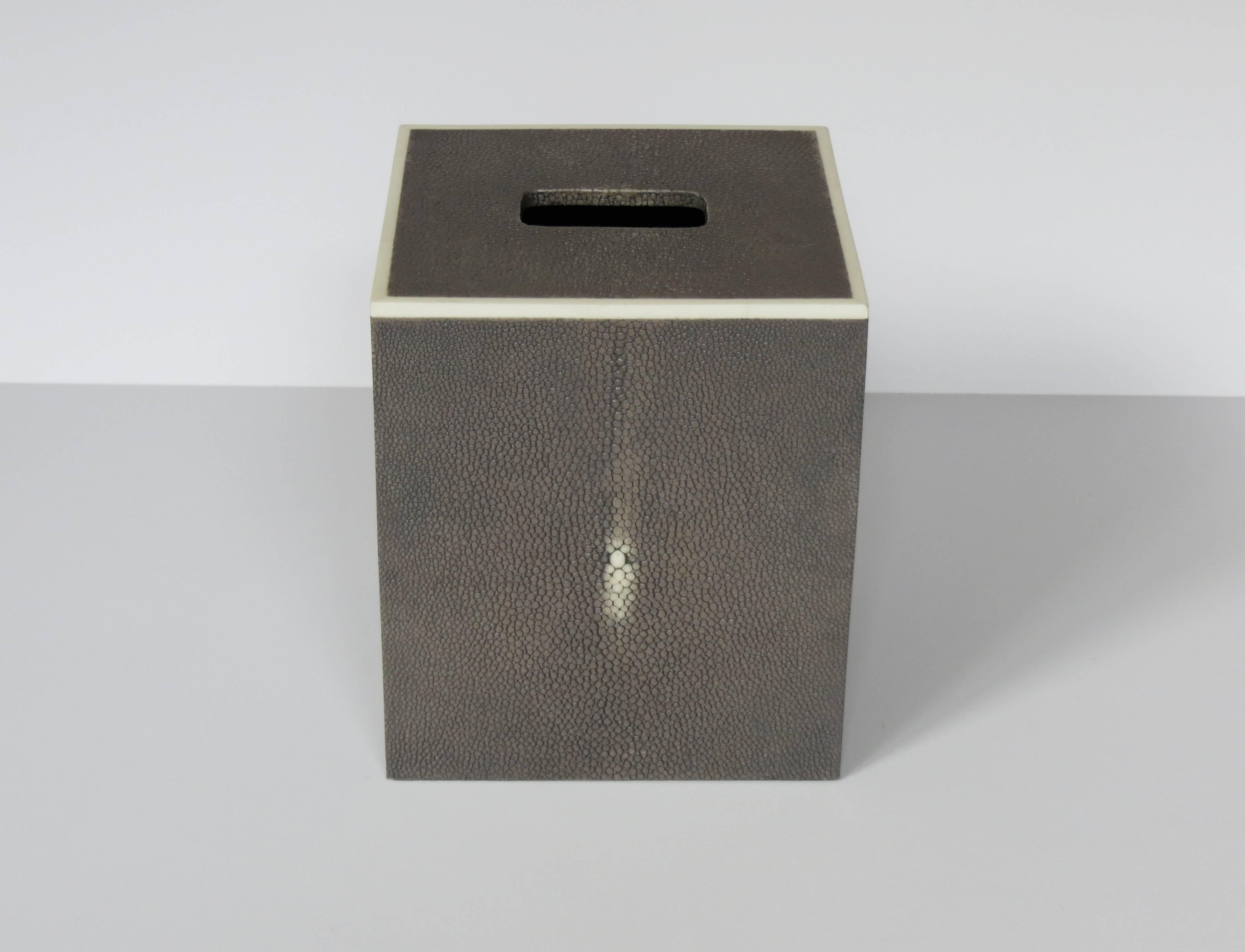 Beautiful gray tissue box with Bone Inlay 
Size: 5.25''X 5.25'' X 6''
