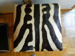 Burchell Zebra and cow hide ottomans