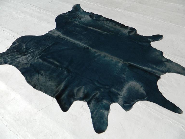Blue Cowhide Rug For Sale at 1stdibs