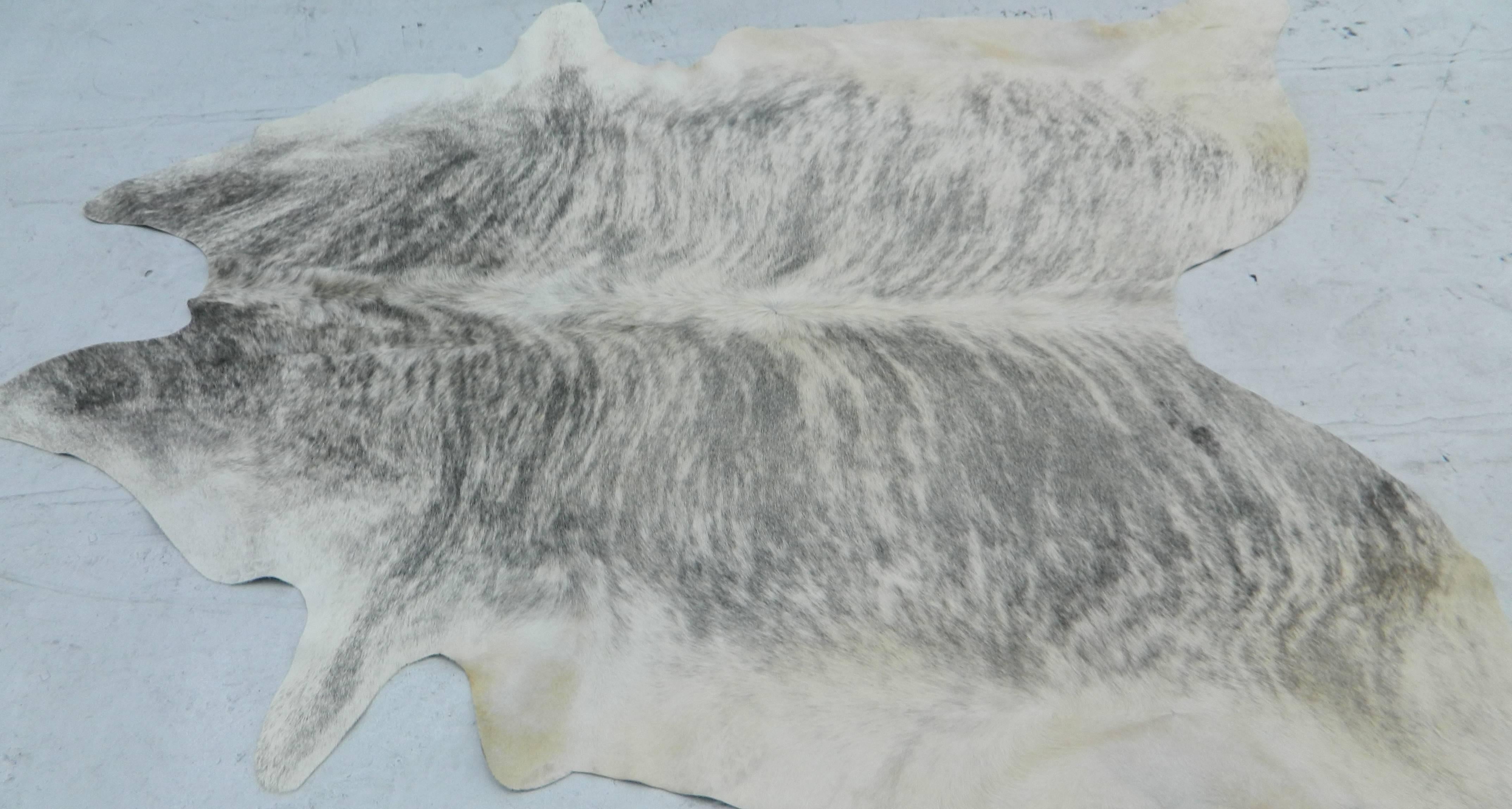 Modern Grey Brindle Brazilian Cowhide Rug For Sale