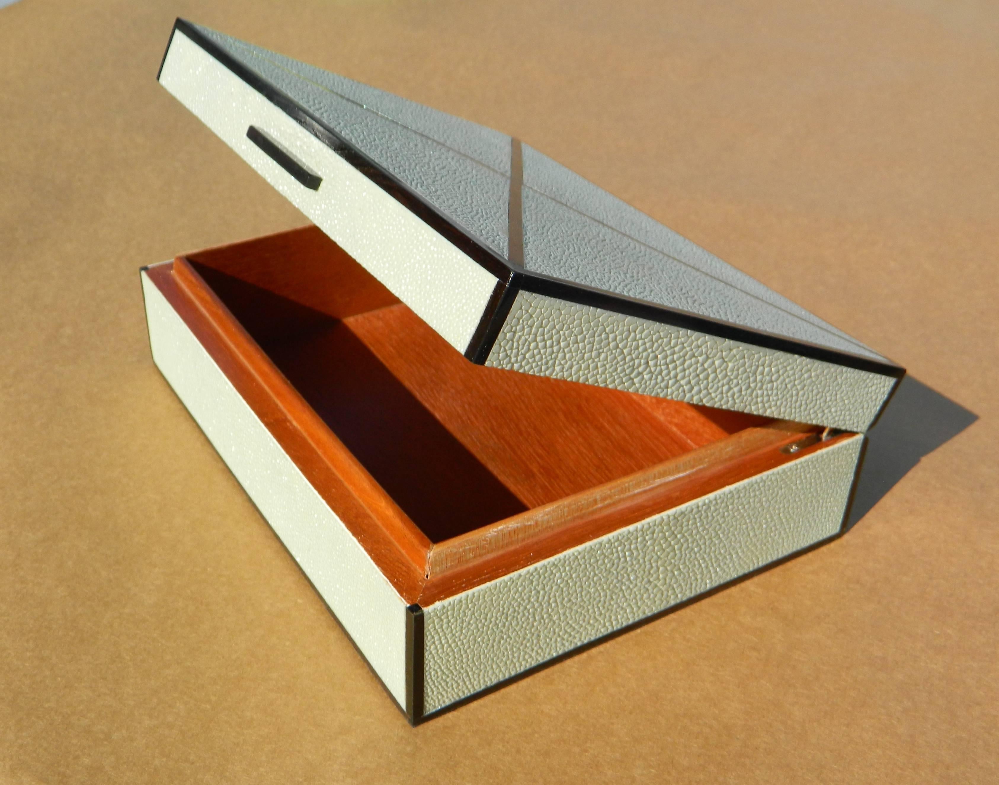 Modern Sage Shagreen And Ebony Inlay Box