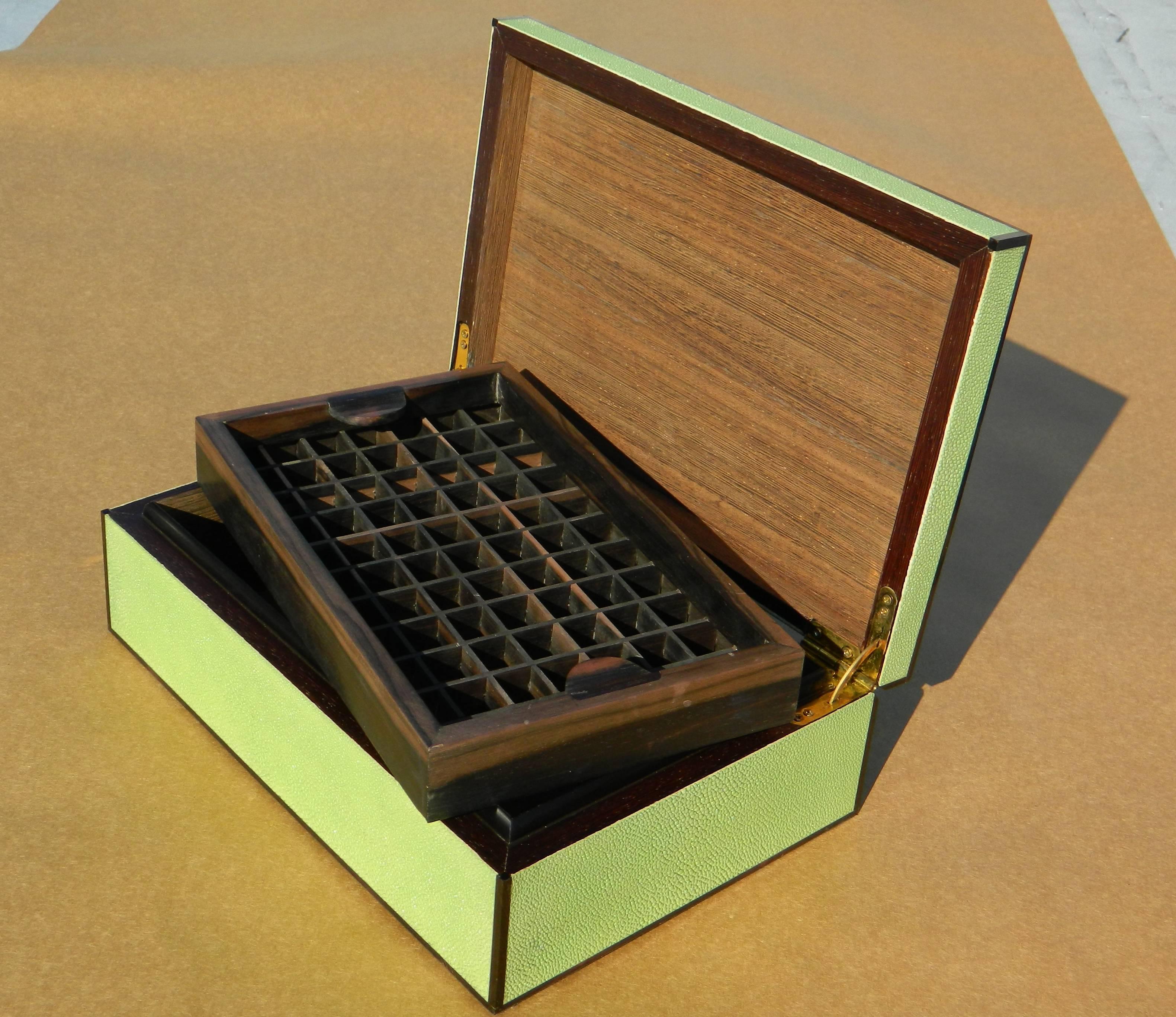 Contemporary Shagreen and Ebony Humidor  For Sale