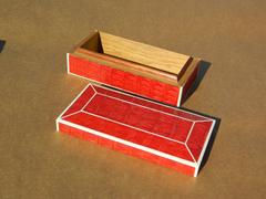 Beautiful Red Crocodile Box with Bone Inlay