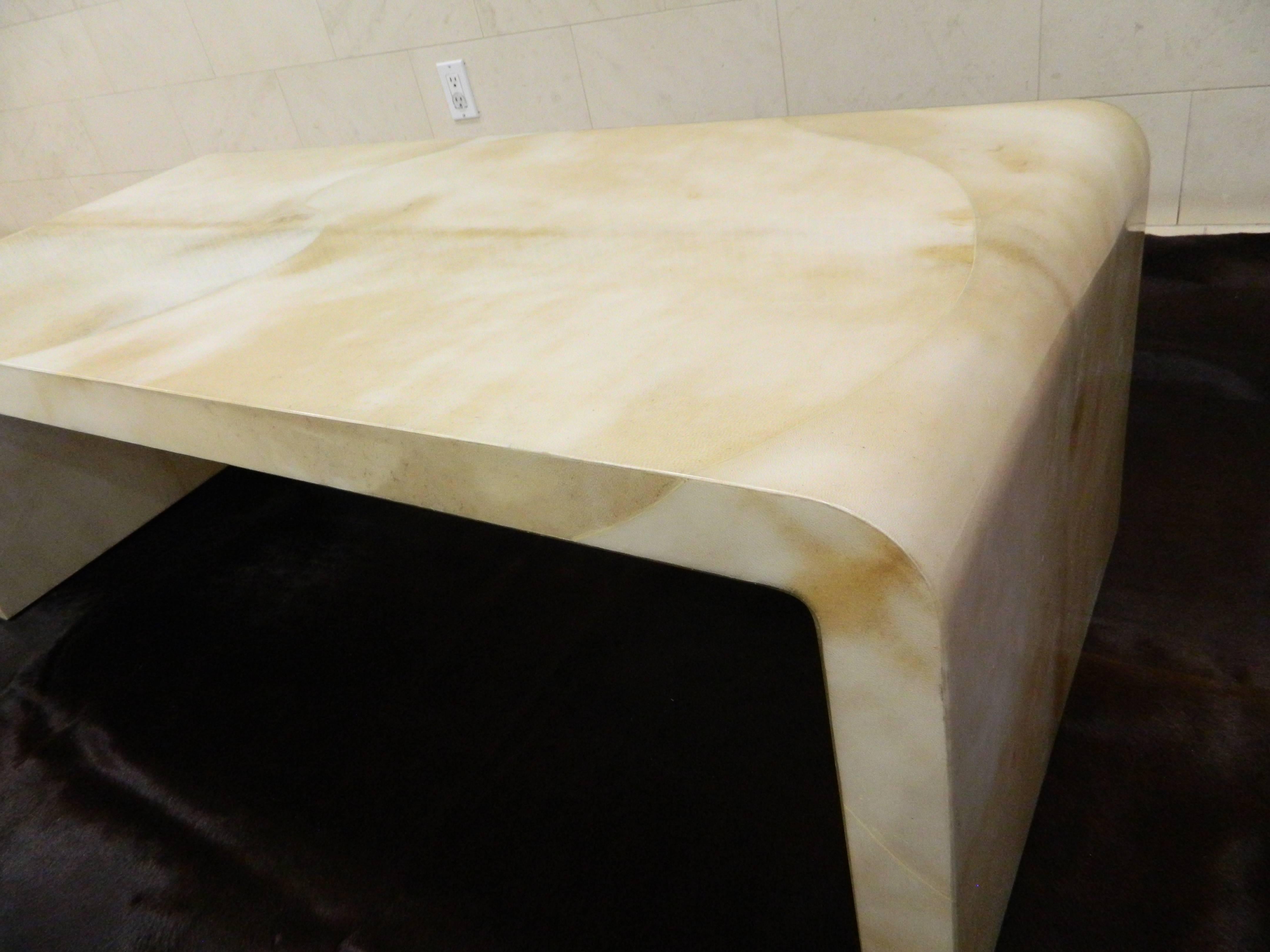 American Jean Michel Frank style Waterfall Parchment Table