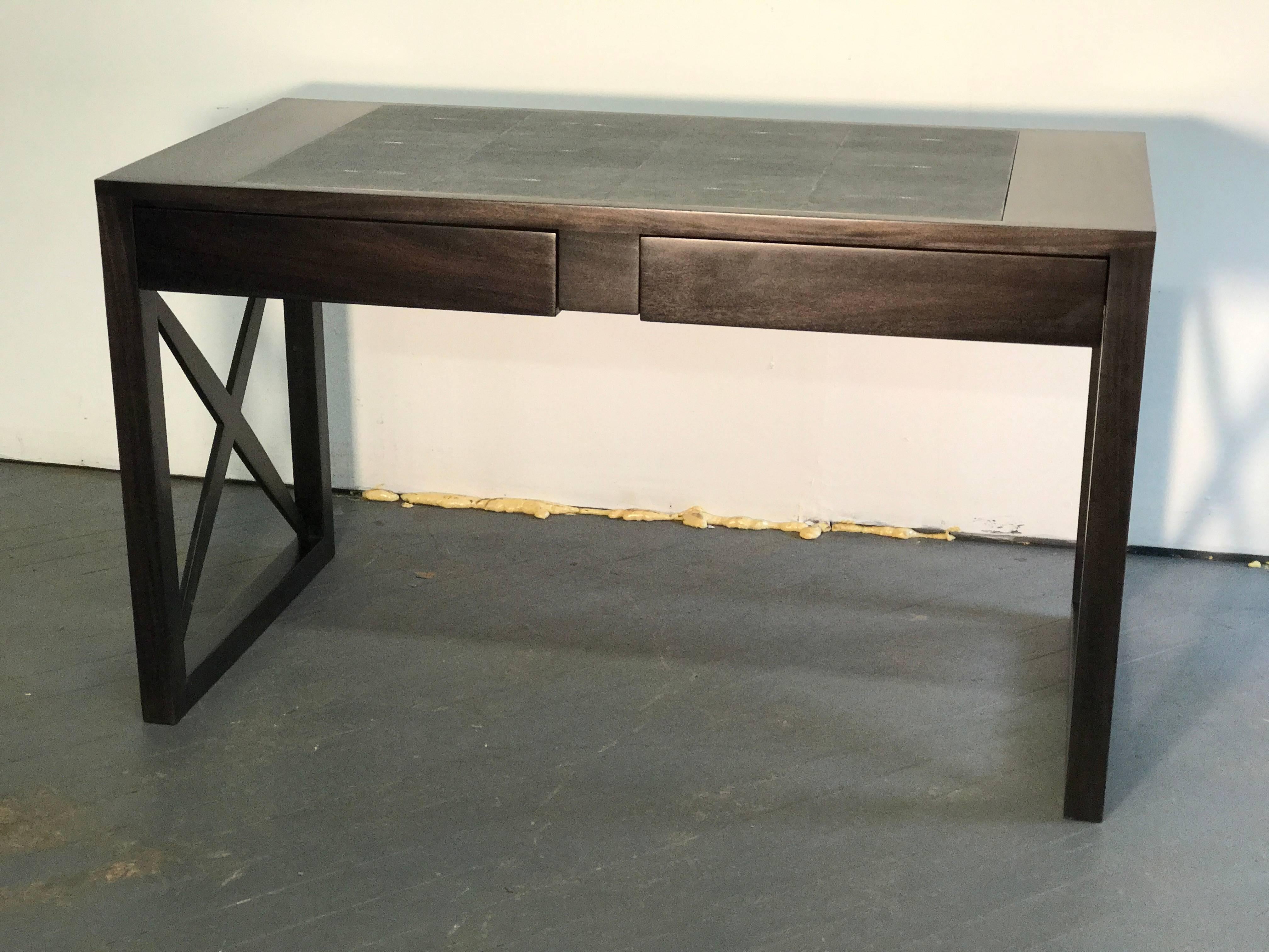 Contemporary Shagreen and Mahogany Ebonized Desk For Sale