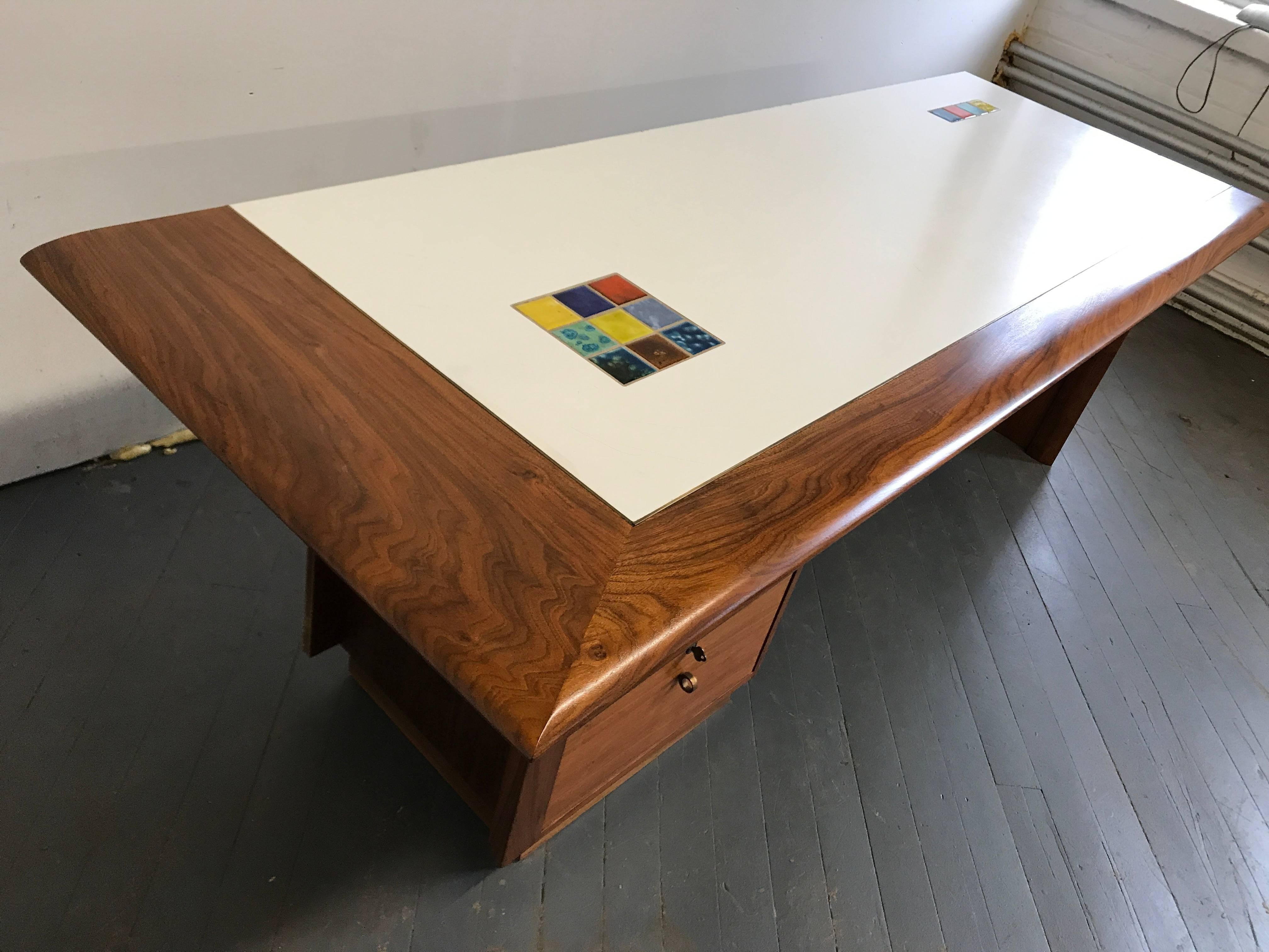 American Beautiful Mid Century Desk by Samson Berman For Sale