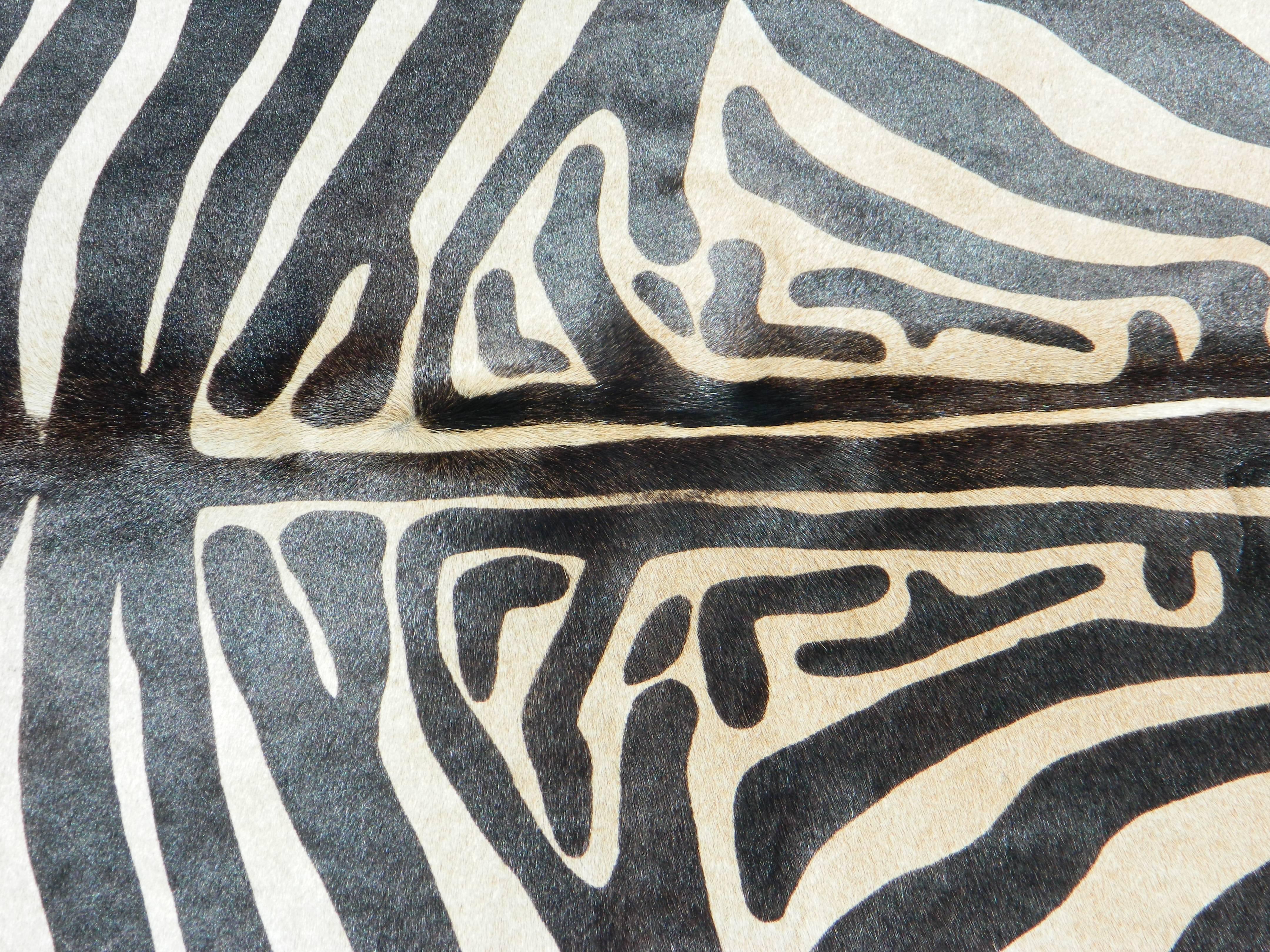 Best quality Brazilian Printed Zebra cowhide rug 
Size: 84'' x 72''
We have a wide variety of colors and sizes
 