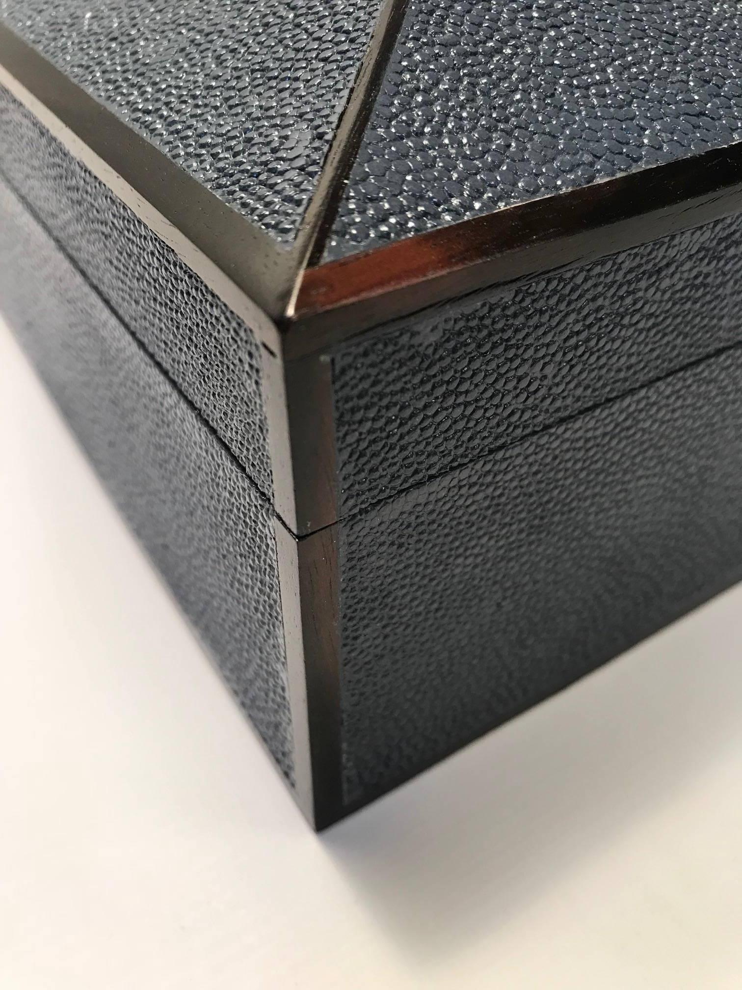 Shagreen Box with Ebony Inlay In New Condition For Sale In New York, NY