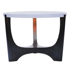 Side Table in Patinated Bronze and Pate De Verre Top 5