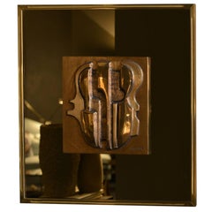 Sculptural Mirror with Bronze Relief by Luciano Frigerio, Italy, 1979