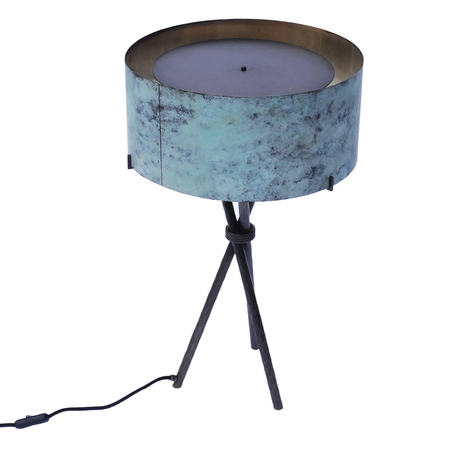 Contemporary Green Table Lamp in Bronze by Atelier Stefan Leo