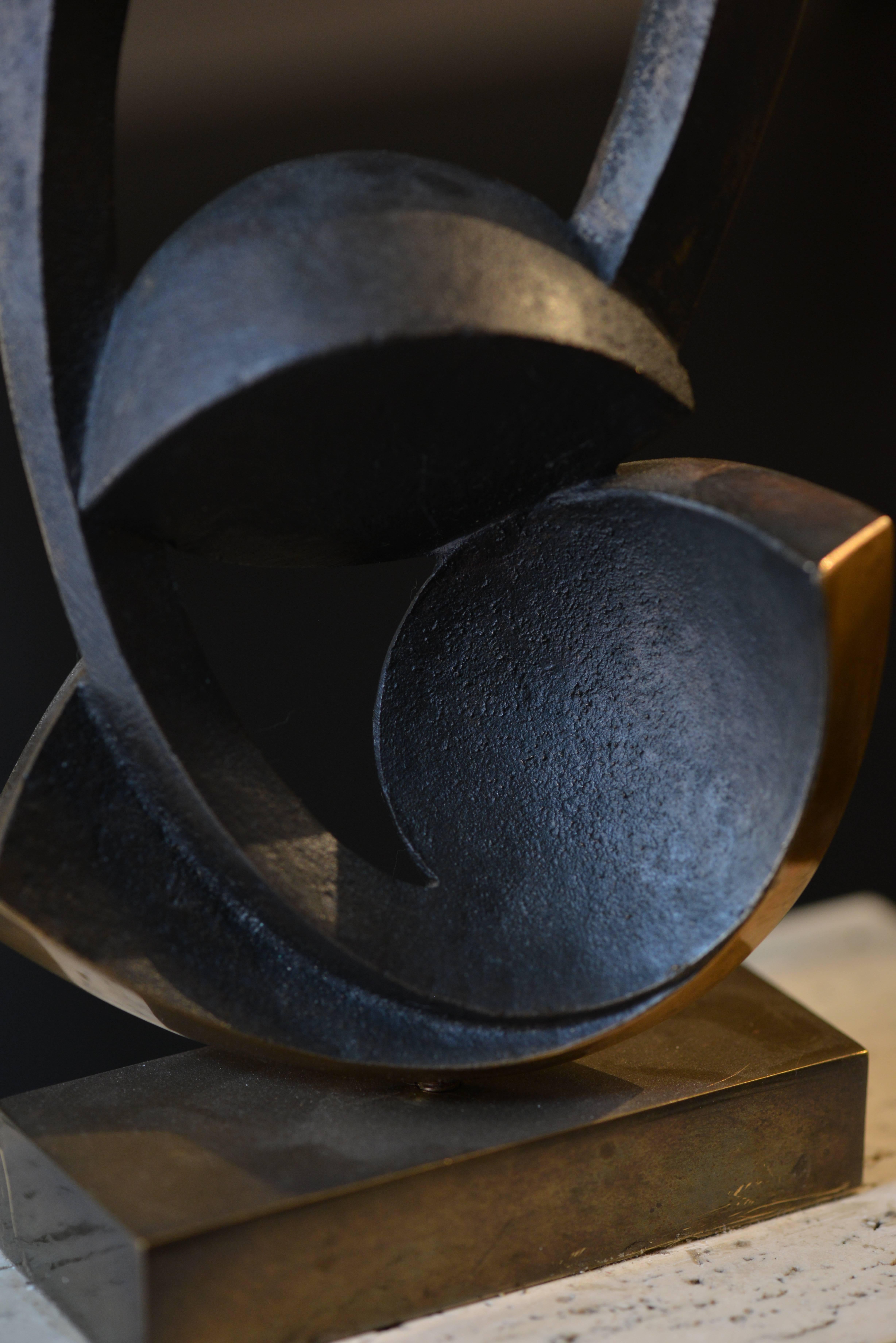 Mid-Century Modern Abstract Bronze Sculpture by Paolo Marazzi, Italy, Late 1970s