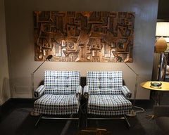 Set of Four Sculptural Panels in Fiberglass with Bronze Patina, France, 1970s