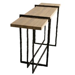 Handcrafted Console in Wrought Iron and Travertine, Italy, 2017