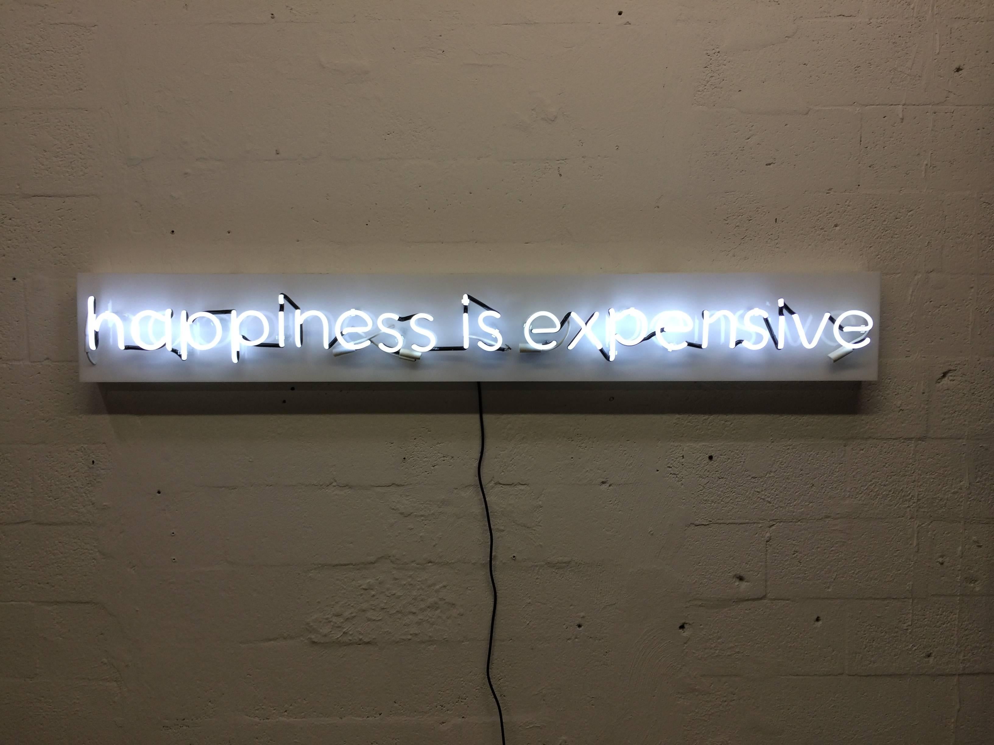 Happiness is Expensive Neon Sign in the Style of Alejandro Diaz at