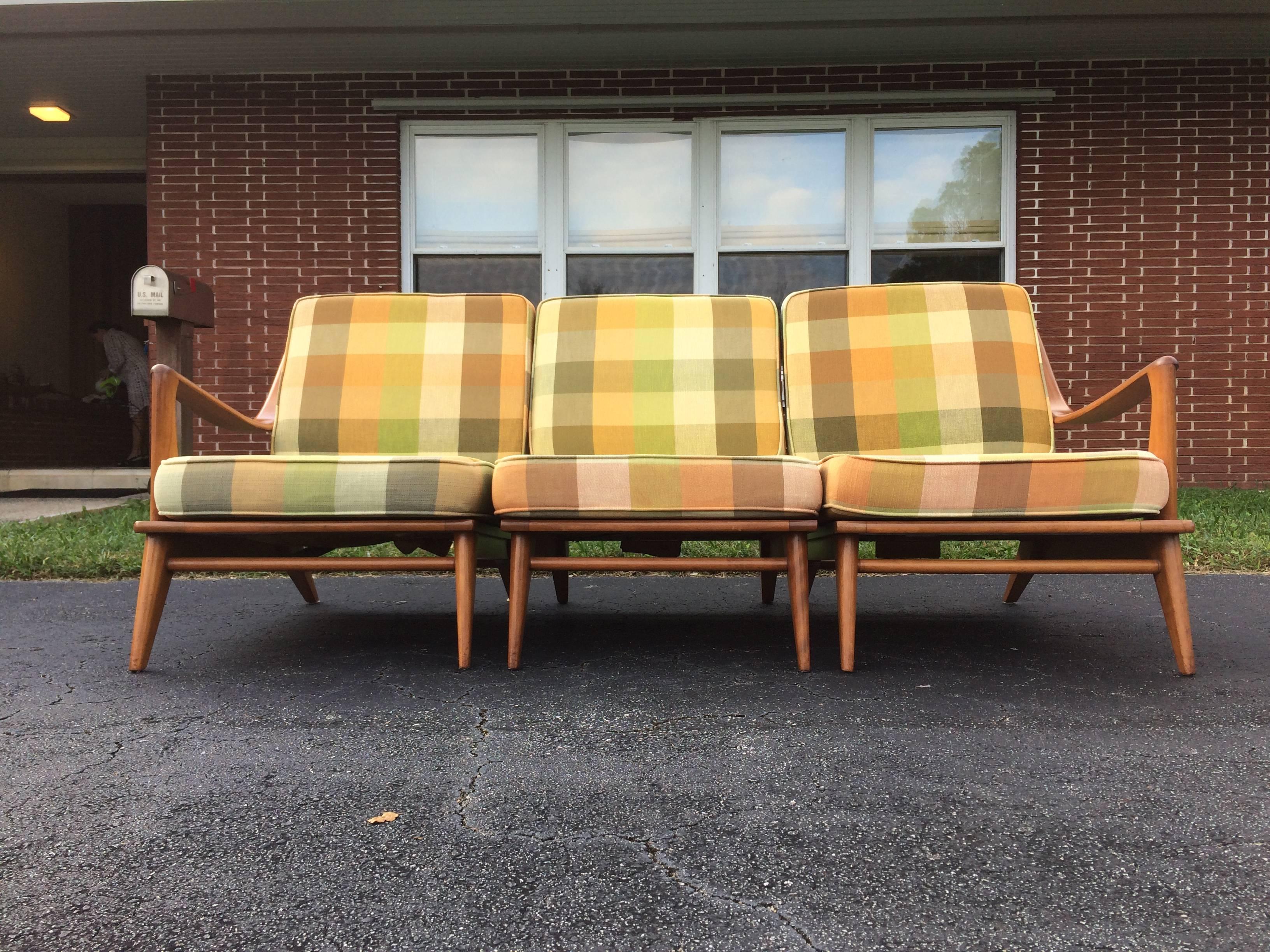 Signed Heywood-Wakefield sofa composed of three pieces.