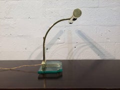 Designer Table Lamp, Brass and Glass